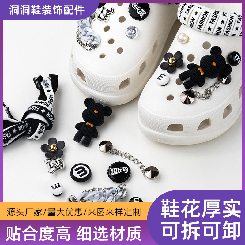 Zapatos de agujero accesorios de bricolaje Oso de dibujos animados hebilla decorativa Flor de zapato tridimensional hebilla de zapato extraíble Cruz accesorios de Vamp