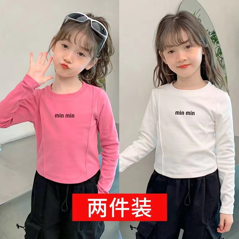 Cross-border girls' long-sleeved spring and autumn clothing 2026 new style children's base shirt T-shirt thin spring clothes stylish children's clothing top