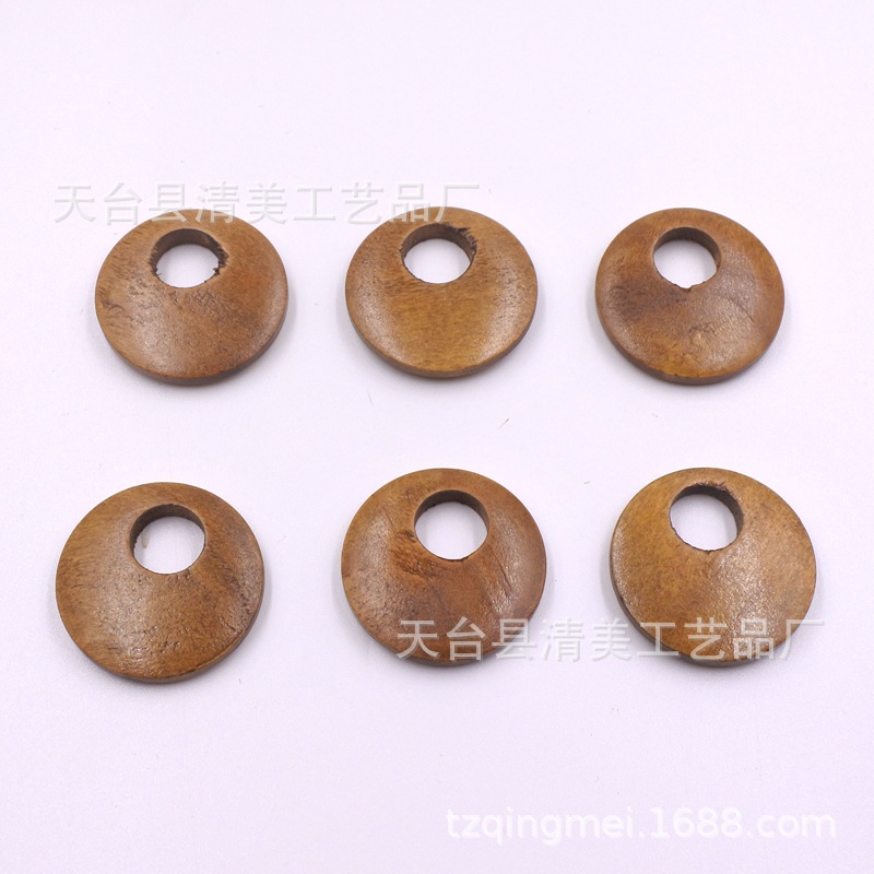 25mm agujero redondo botón de café profundo bricolaje decoración artesanía madera botón de madera 50 por paquete