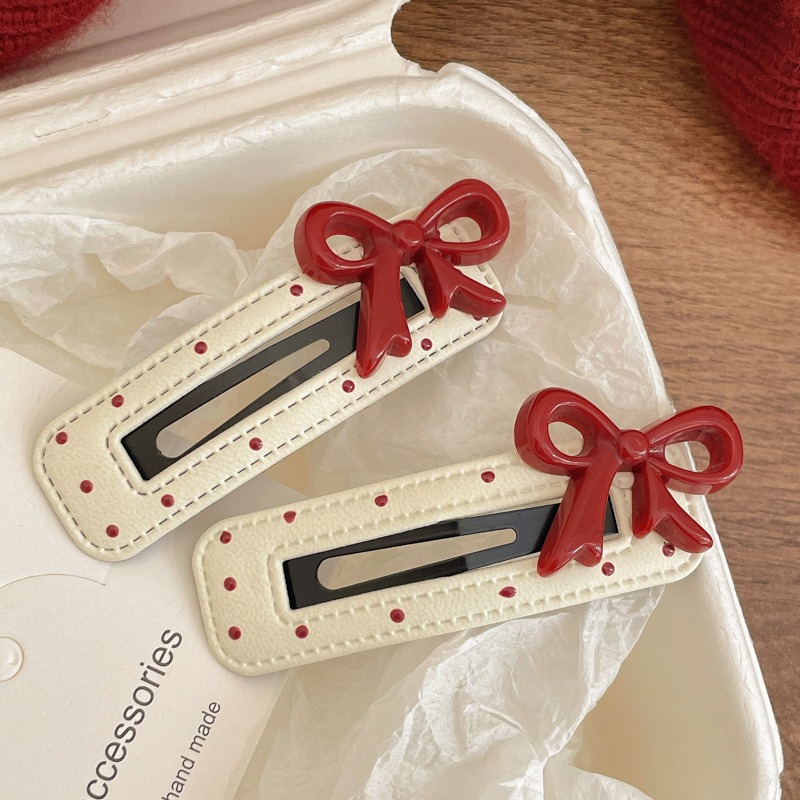 Correo rojo ondulado punto arco dulce corteza broca de cabello bb lateral broca de cabello broca de cabello niños rotos broca de cabello