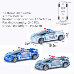 Hot-selling crystal car inertia light band music car model police car toy stall e-commerce boy toy