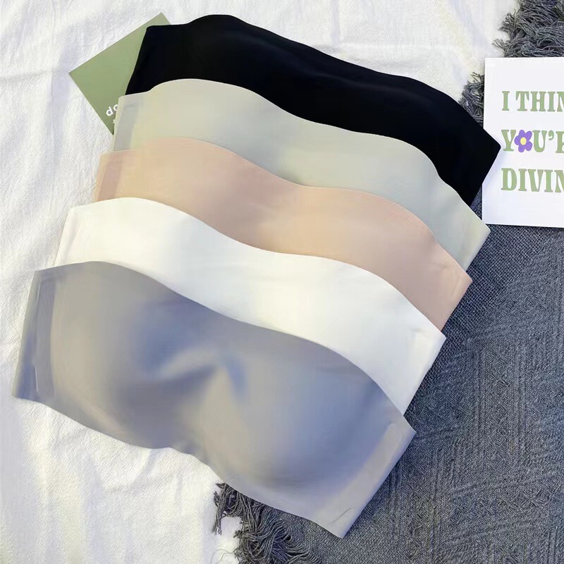 Summer Seamless Japanese Strapless Bra for Women, Anti-Slip Invisible Small Chest Push-Up Bra with Side Breast Collection and Beautiful Back Bra