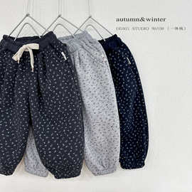 【定制批发】女童加绒裤子洋气女宝宝碎花裤宽松灯笼裤百搭哈伦裤