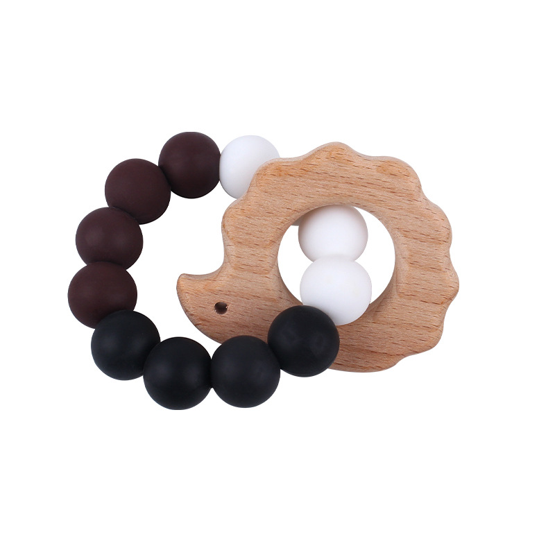Nueva DIY creativo de dibujos animados juguete de haya mordedor bebé Beech biberón cuentas de silicona pulsera teether stick
