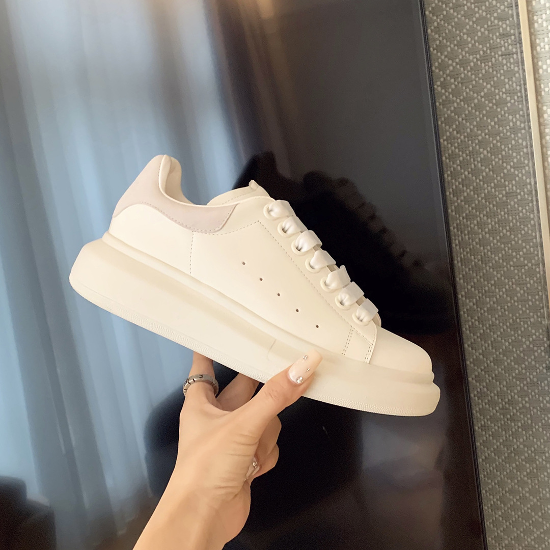 High-End Schnürsenkel mat déckem Buedem, erhéichter Casual Boardschuhe fir Fraen, kleng wäiss Schong_voghion.com