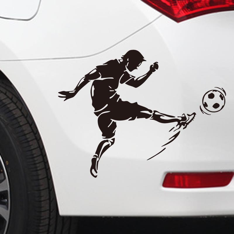 Comercio exterior pegatinas de coches de fútbol reflectante nueva venta caliente fútbol deportes fans amor jugando al fútbol pegatinas de coches
