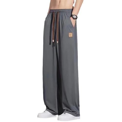 Men's Cross-border Trading Leisure Pants for Spring and Autumn Seasons, Trend Brand, Loose, Droopy, Straight Leg, Sporty Pants, Solid Color, Label, Versatile