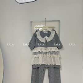 LALA季新款森系圆领多层荷叶花边拼接上衣女甜美减龄家居服