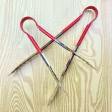 厂家直供 鼎发餐具 胶柄食品夹 不锈钢食品夹子面包夹烧烤面包钳