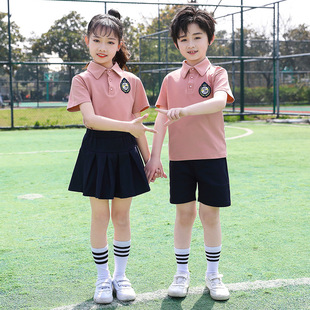 Kindergarten Summer Clothes New Pink Suit Primary School Uniform Children's Short-sleeved Summer Class Clothes Sportswear