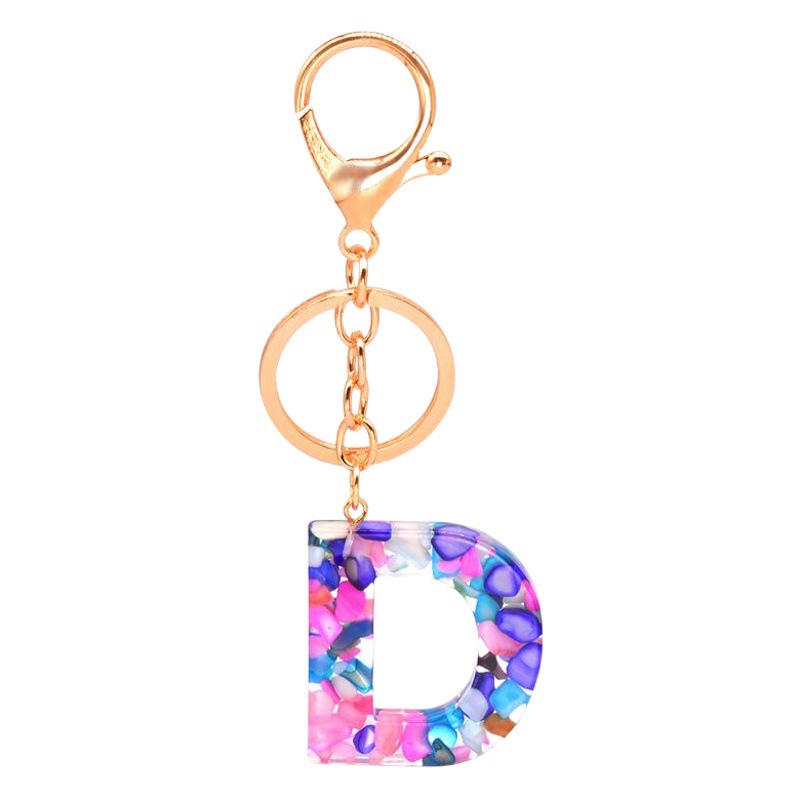AliExpress New 26 English resin letter keychain Europe and the United States popular jewelry pendant creative gifts