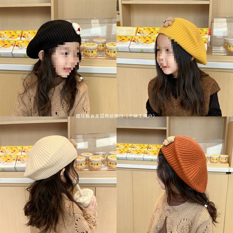 Детские шапки для девочек, осенние и зимние береты, шерстяные шапки для девочек, стильные и универсальные детские шапки для девочек от интернет-знаменитостей.