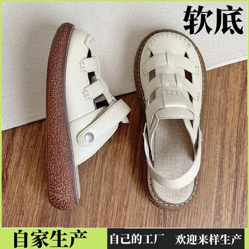 Sandalias transfronterizas para mujer verano 2025 Baotou sandalias de dos prendas para mujer ropa exterior estilo veraniego zuecos de maternidad transpirables