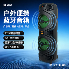 工厂直供跨境双8寸20W派对音箱 户外聚会 蓝牙带麦 LED灯 RTS现货