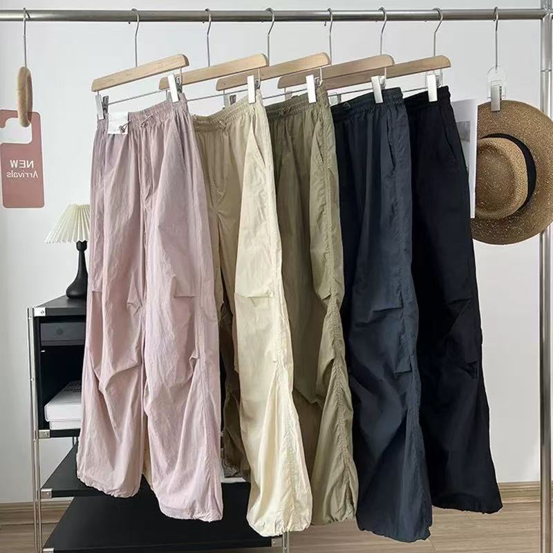 Japanese Workwear Pants Women's Casual Sweat-Absorbent Quick-Drying Parachute Pants Spring and Summer New Family Wear 464888