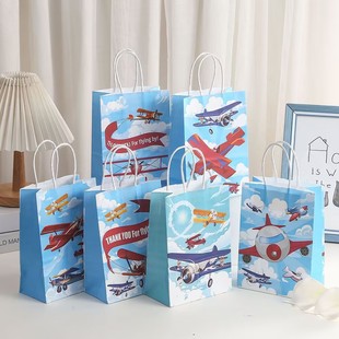 Kraft paper shopping bag cartoon airplane tote bag printing gift gift bag party candy packaging bag paper bag
