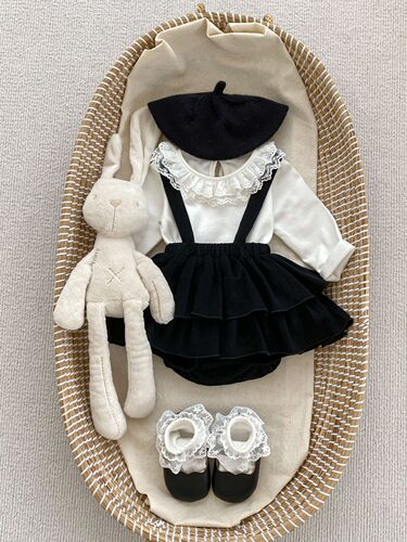 2025 Spring and Autumn New Baby Base Shirt Korean Style Girls and Babies Lace Collar Long Sleeve Doll Shirt Plain Color Base Top