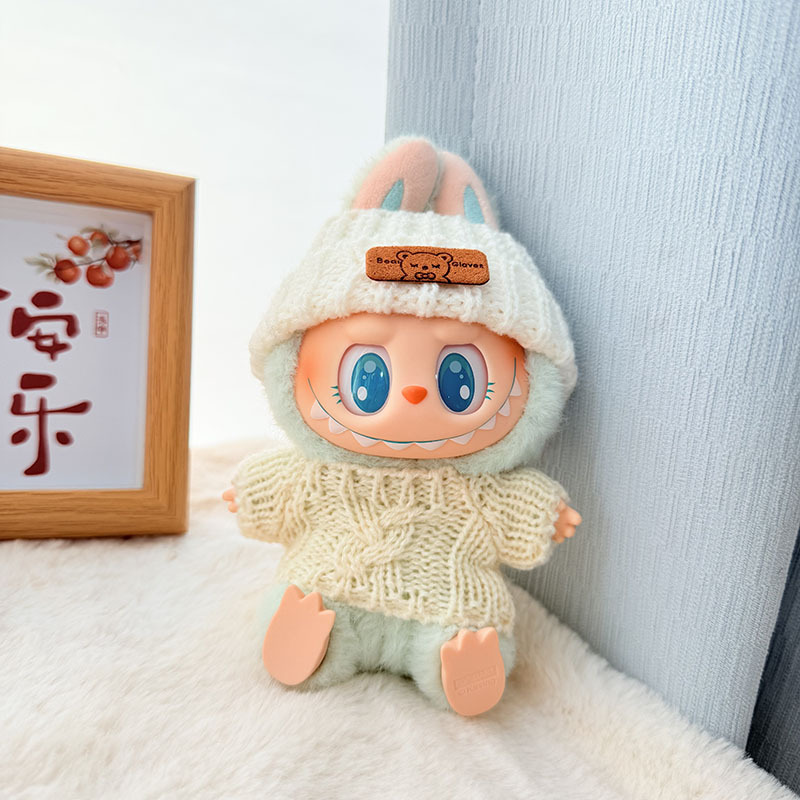 Solo ropa] Llavero de primera y segunda generación Labubu colgante de ropa Rabubu ropa de bebé suéter de punto traje de sombrero