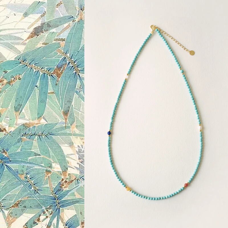 Original new Chinese natural blue turquoise south red Duobao necklace clavicle chain for girlfriends gift