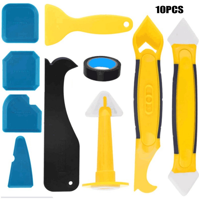 跨境直供10件套美缝刮板喷嘴套装多角度刮板地板瓷砖缝修整工具