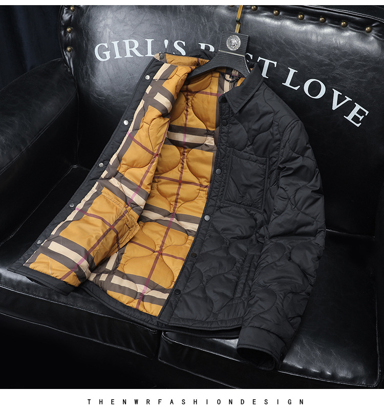 Veste slim style coréen pour homme – Manteau en coton à revers diamants – Vêtements d'extérieur décontractés tendance pour le printemps et l'automne_voghion.com