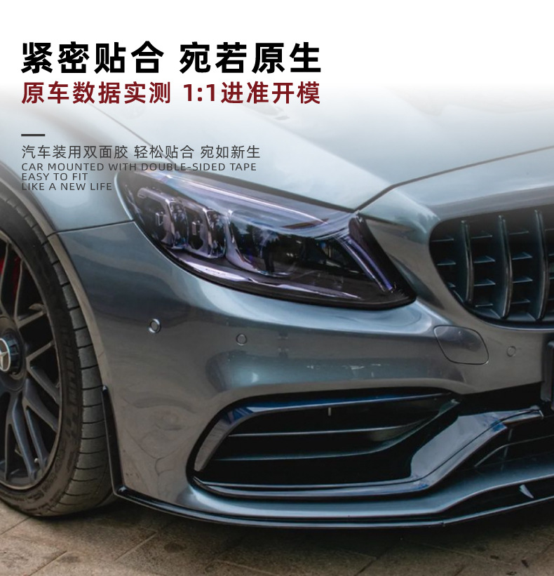 Front Lip Spoiler for Mercedes-Benz C-Class Coupe W205 C63 (2015-2022)