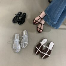 ALILOVERS简约风T字带凉拖鞋女外穿百搭内增高一字拖气质罗马拖鞋