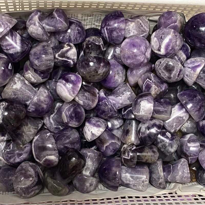 天然梦幻紫晶蘑菇水晶原石雕刻水晶摆件 图 2