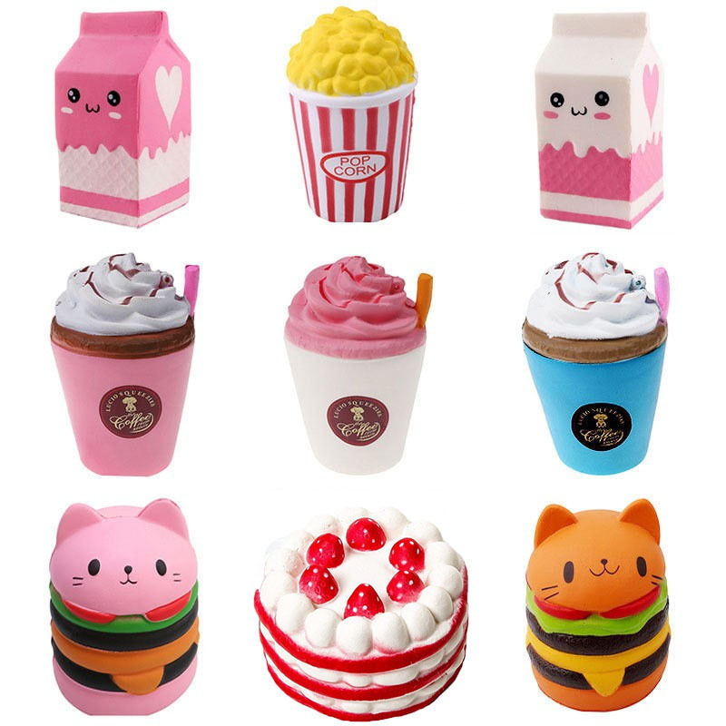 Kitten Burger Simulation Toy Popcorn Cake Pinch Le Slow Rebound Ice Cream Vent Decompression Toy Props