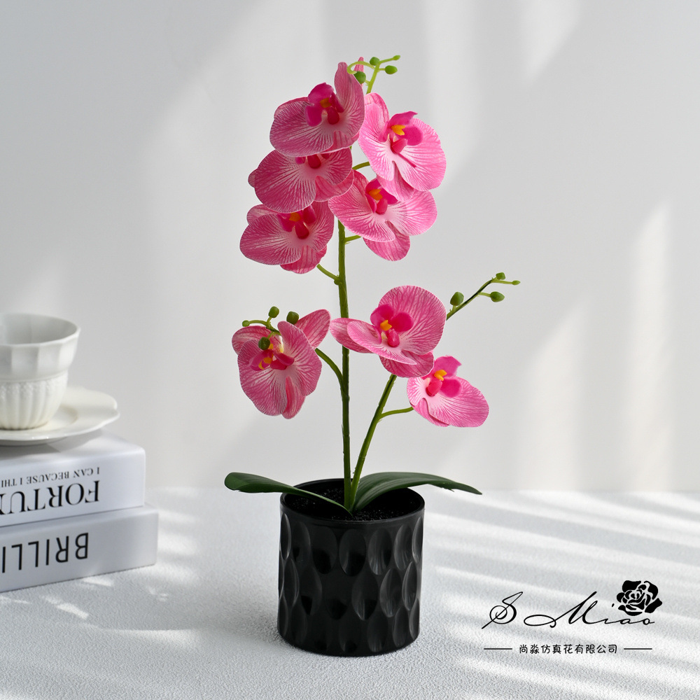 8 flores mariposa orquídea bonsai imitación maceta flores falsas decoración del hogar fotografía bodas adornos de flores artificiales image 4