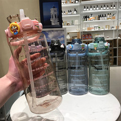 簡約大容量塑料杯男女生健身運動水壺便攜戶外吸管杯彈跳蓋太空杯