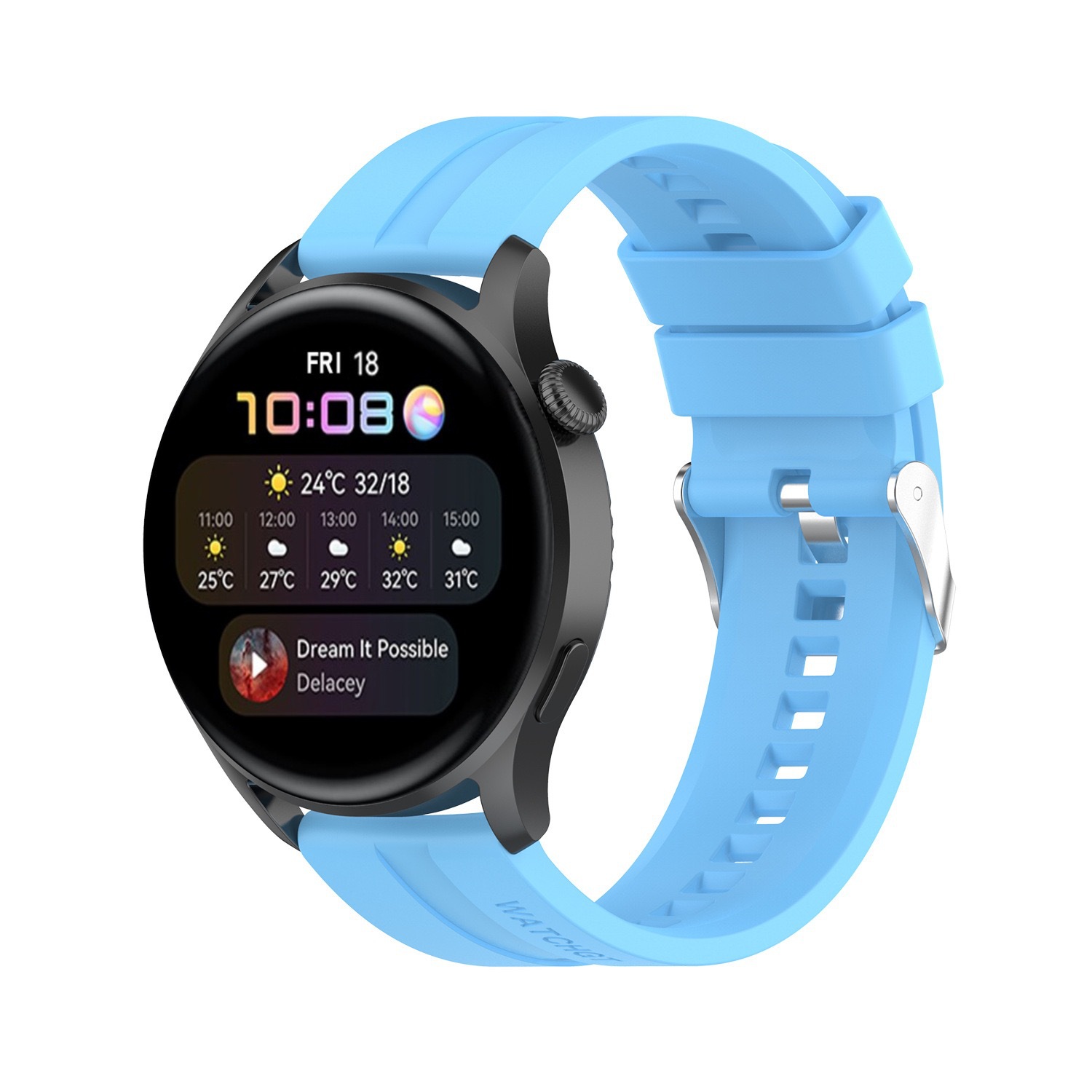Suitable for Huawei Watch gt2 silicone strap, sporty couple style flat-head strap, universal gt3 watch strap undefined