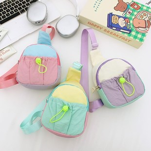 Cross-Border New Primary School Student Lightweight Spring Outing Coin Purse Outdoor Children's Small Chest Bag Color Matching Girl's Shoulder Crossbody Bag