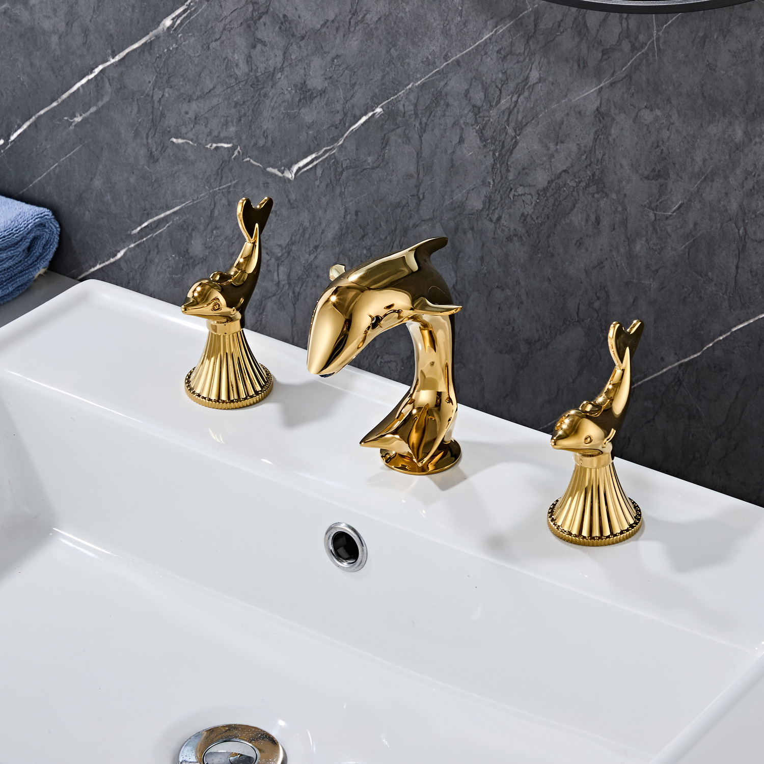 Factory Direct Sales Basin Three-Hole Faucet Taijin Bathroom Bathroom Faucet Nickel-Plated Brushed Basin Faucet