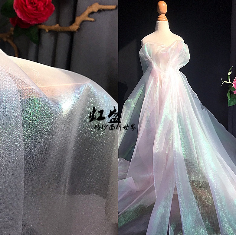 高密人鱼纱印度纱欧根纱布料闪光纱海洋世界舞蹈表演服设计师面料