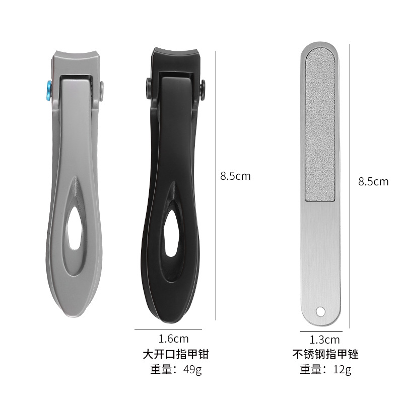 Fábrica en stock gran apertura cortaúñas de acero inoxidable gran boca cortaúñas hogar adulto cortaúñas traje impreso logo