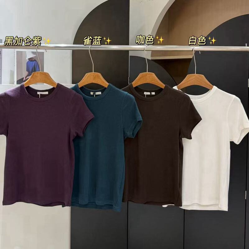 062007 Summer New Style Comfortable, Breathable and Versatile Round Neck Half-Sleeved Top for Women Slim Fit Short-Sleeved T-Shirt 062007 Summer New Style Comfortable, Breathable and Versatile Round Neck Half-Sleeved Top for Women Slim Fit Short-Sleeved T-Shirt
