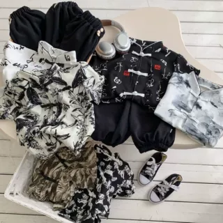 夏季儿童套装2025新款中小童新中式短袖套装唐装薄款汉服两件套装
