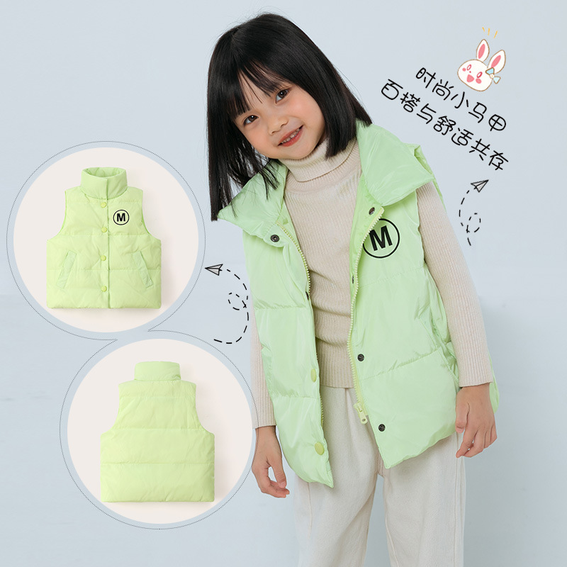 Otoño e Invierno nuevos niños y niñas Ropa de niños mediana y grande para niños chaleco cálido chaleco exterior desgaste abajo chaqueta