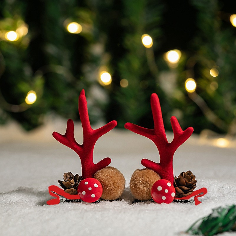 Adorable cabello de Navidad corno de ciervo cinco estrellas cabeza de banda de cabello de Navidad para niños corpos de cabello de decoración accesorios clipes de cabello