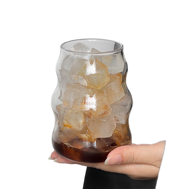 Taza de nube de vidrio con alto contenido de borosilicato, taza simple y gruesa de una sola capa, taza de bebida de jugo, taza de vidrio regordete de alto valor