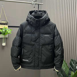 冬季加厚连帽羽绒服男士防水防风时尚修身保暖外套鸭绒上衣