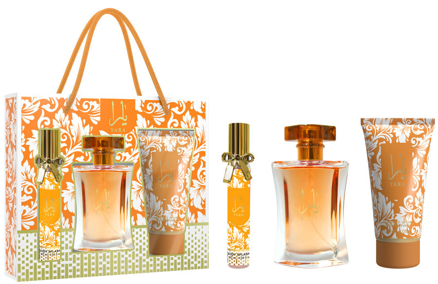Transfronterizo de Oriente Medio caja de perfumes damas caja de regalo de agua de fragancia de tres piezas set de spray corporal de perfumes damas crema corporal