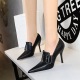 958-2 European and American high heels, women's shoes, wine glass heels, ultra-high heels, pointed belt buckle decoration, deep cut single shoes, deep cut shoes