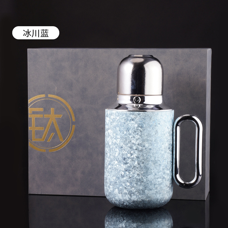 Temperatura mecánica de hervir tetera doméstica de gran capacidad, mango portátil, taza de aislamiento térmico, titanio puro de alta calidad, recipiente de aislamiento térmico de regalo