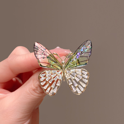 Fashion gradient zircon butterfly brooches high-grade female temperament cardigan coat suits pendant
