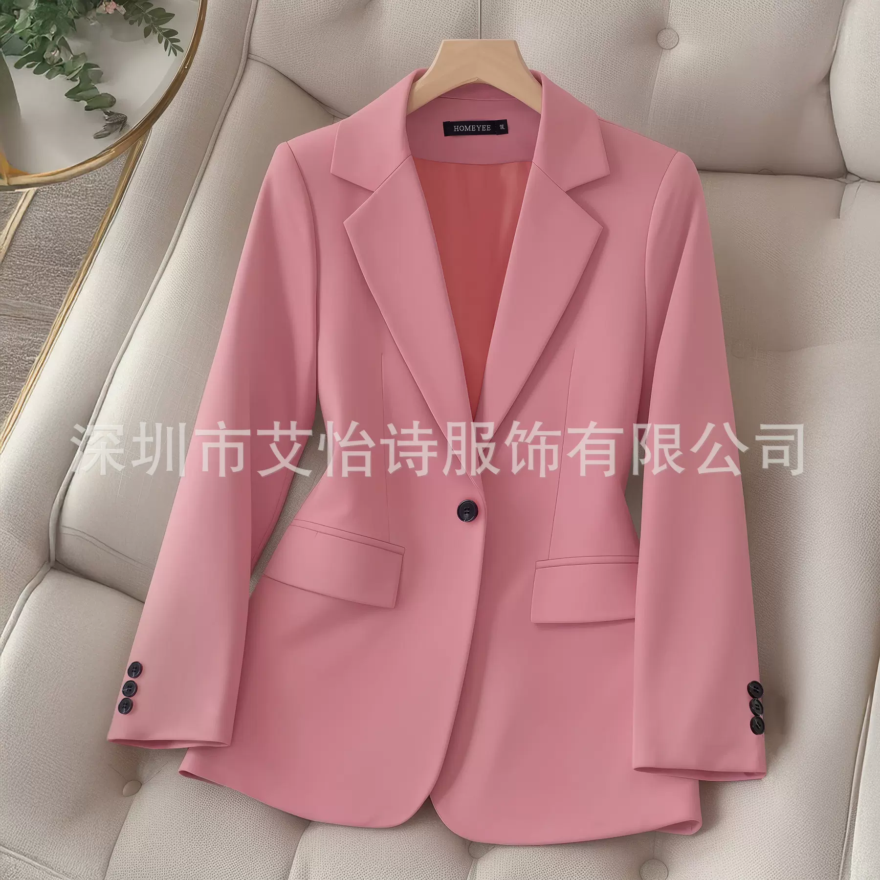 亚马逊欧美跨境大码女装外贸纯色长袖单扣休闲时尚通勤小西装外套