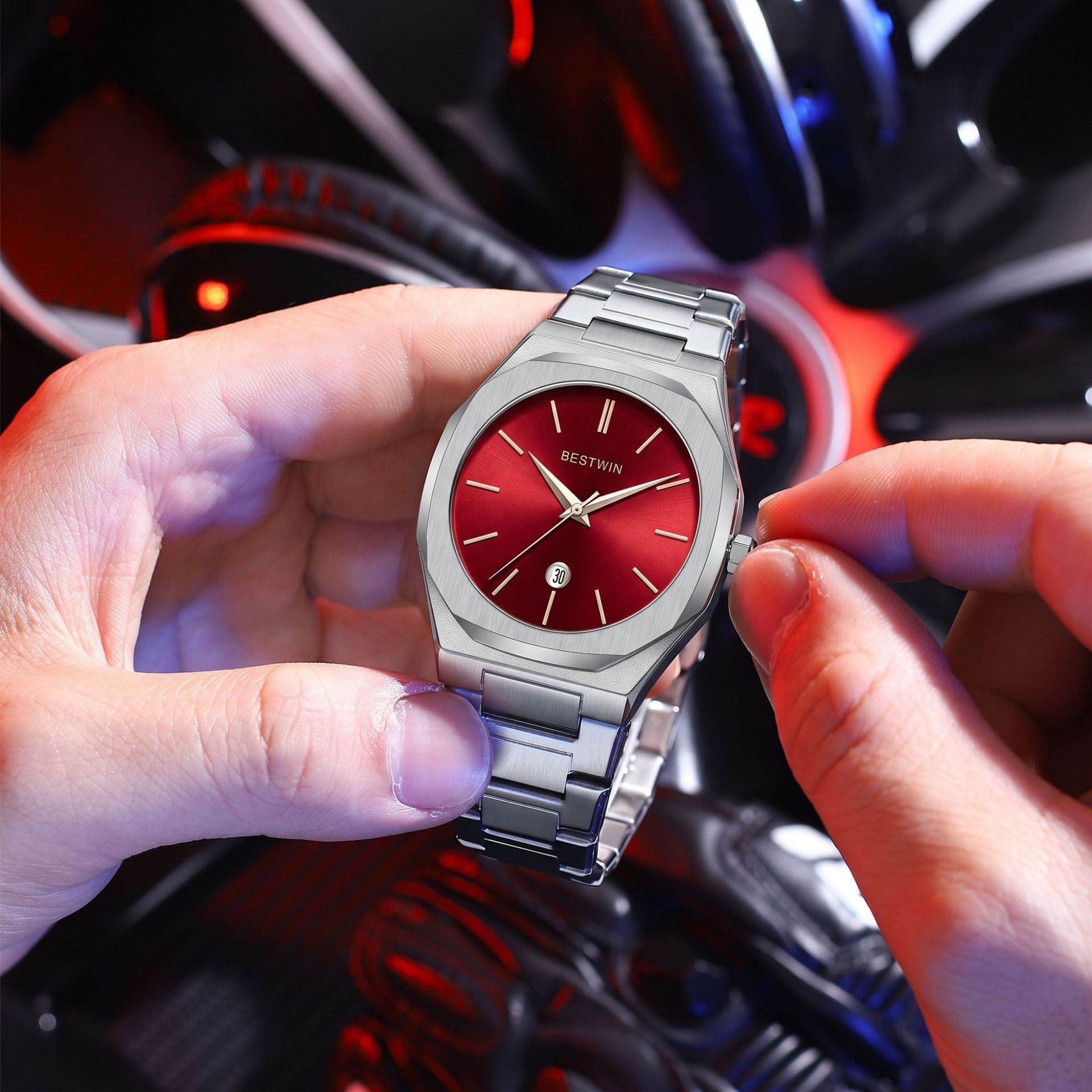 Reloj de Cuarzo para Hombre de Acero Inoxidable y Aleación Impermeable con Calendario