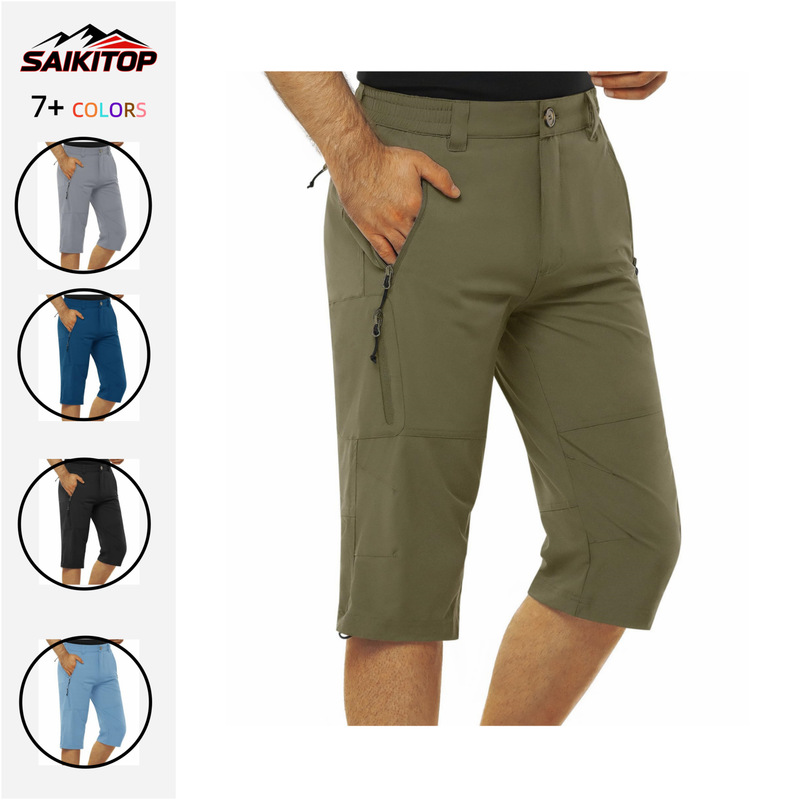 2026 New Men's Hiking Golf Cropped Pants Quick-Dry Lightweight Stretchy Below-The-Knee Shorts for Travel and Leisure
