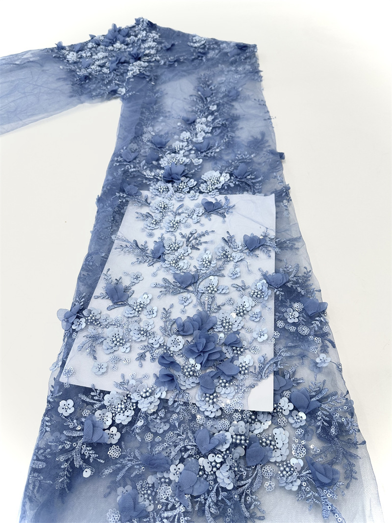 Tejido bordado de calcomanías hechas a mano, tela de calcomanías, vestido de novia de moda, vestido de moda, tela de vestido de moda